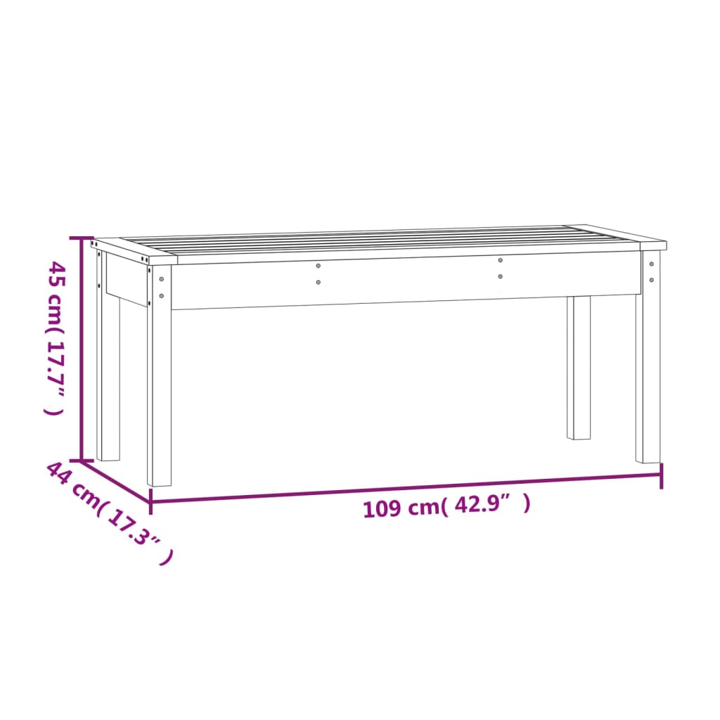 vidaXL Zahradní lavice černá 109 x 44 x 45 cm masivní borové dřevo