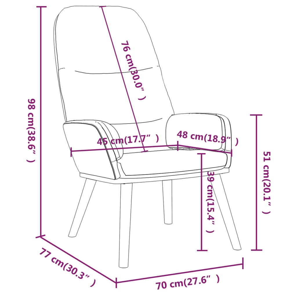 vidaXL Relaxační křeslo krémové textil