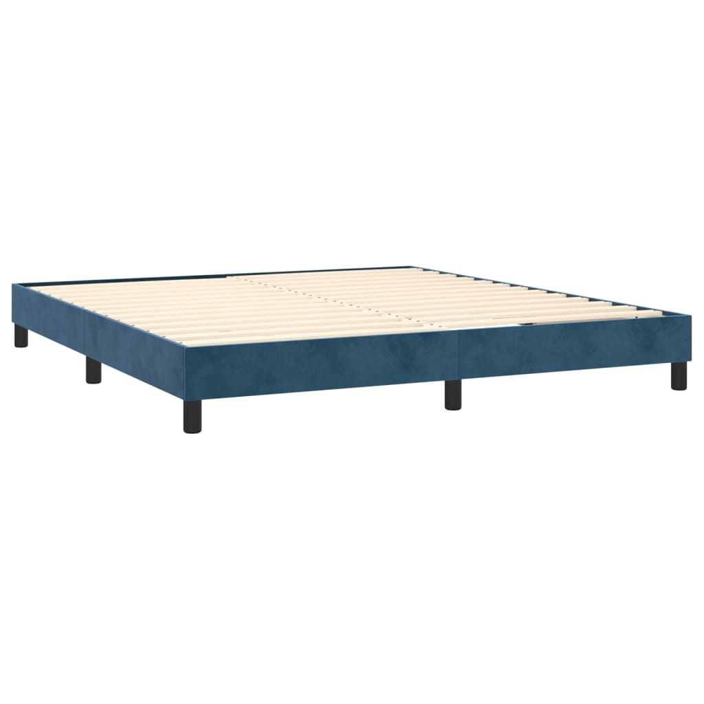 vidaXL Box spring postel s matrací tmavě modrá 160x200 cm samet