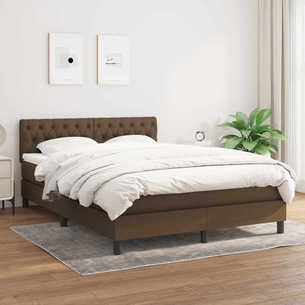 vidaXL Box spring postel s matrací tmavě hnědá 140x190 cm textil