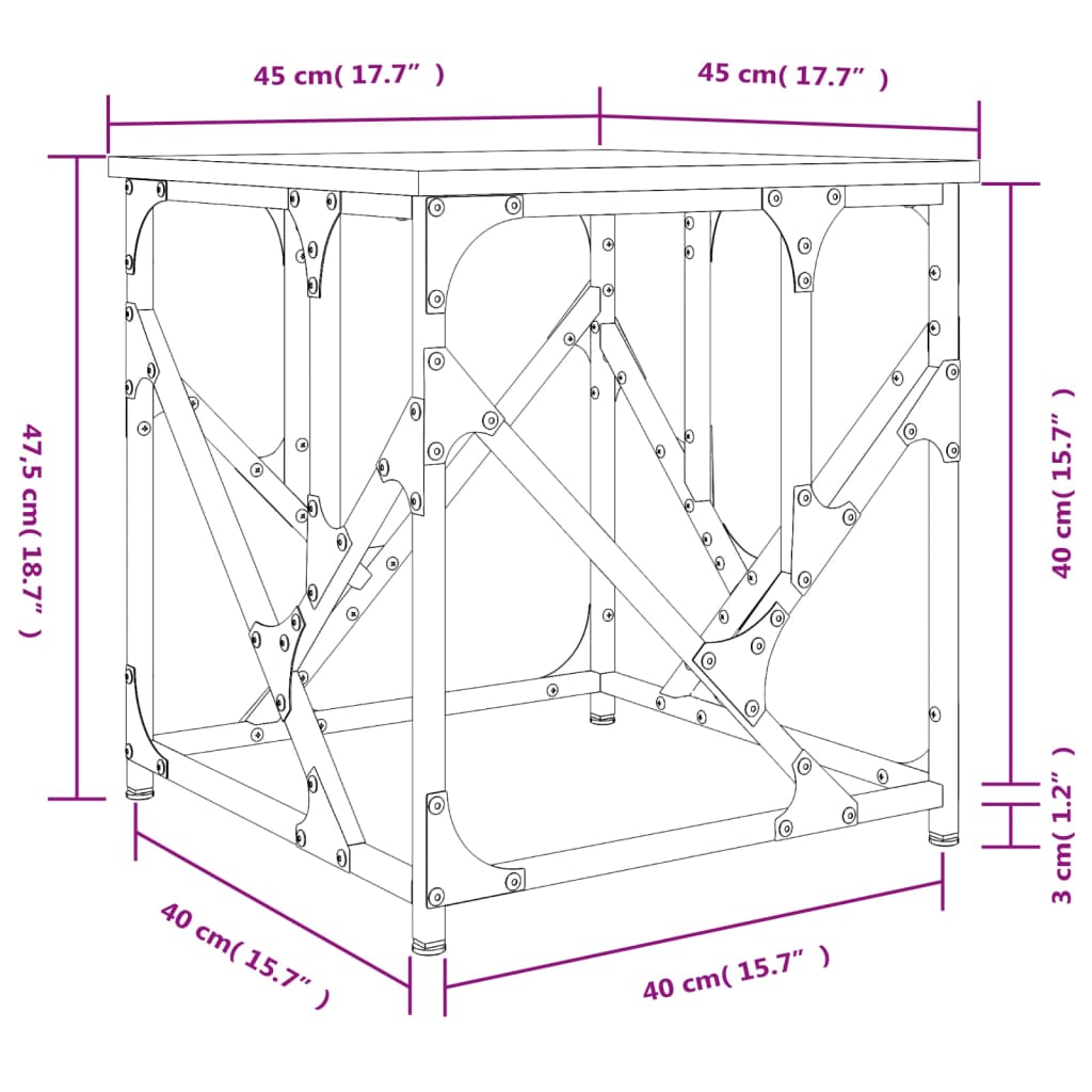 vidaXL Konferenční stolek dub sonoma 45x45x47,5 cm kompozitní dřevo