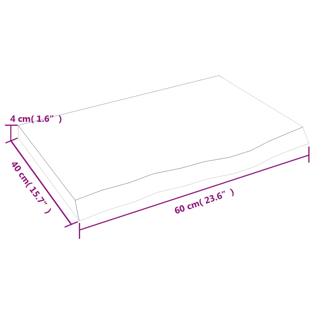 vidaXL Koupelnová deska hnědá 60x40x(2-4) cm ošetřený masivní dřevo