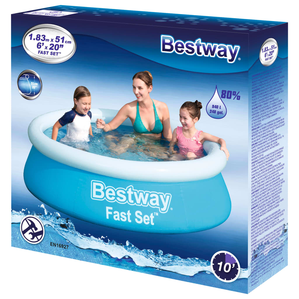 Bestway Nafukovací bazén Fast Set s příslušenstvím 183 x 51 cm modrý