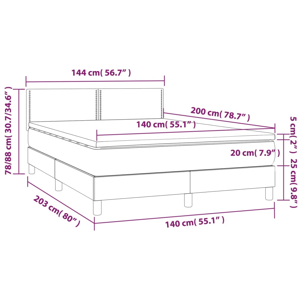 vidaXL Box spring postel s matrací černá 140x200 cm textil