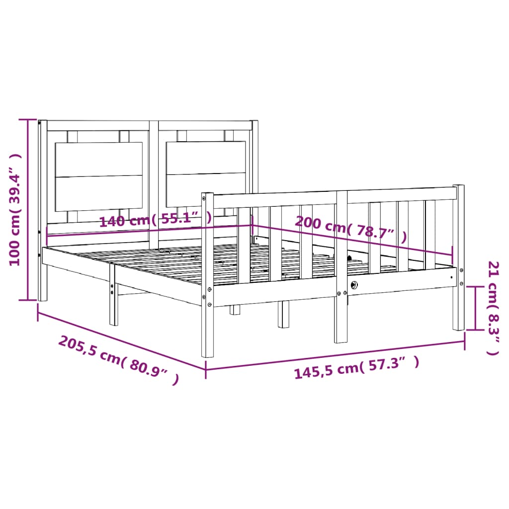 vidaXL Postel bez matrace bílá 140 x 200 cm masivní borovice