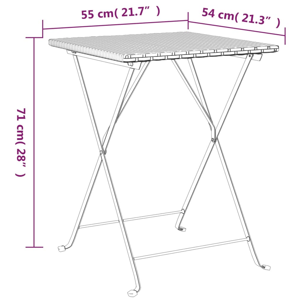 vidaXL 3dílný skládací bistro set hnědý polyratan