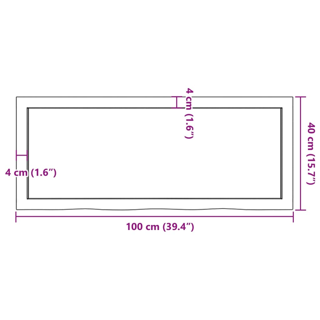 vidaXL Stolní deska tmavě hnědá 100x40x(2-4)cm ošetřený masivní dub