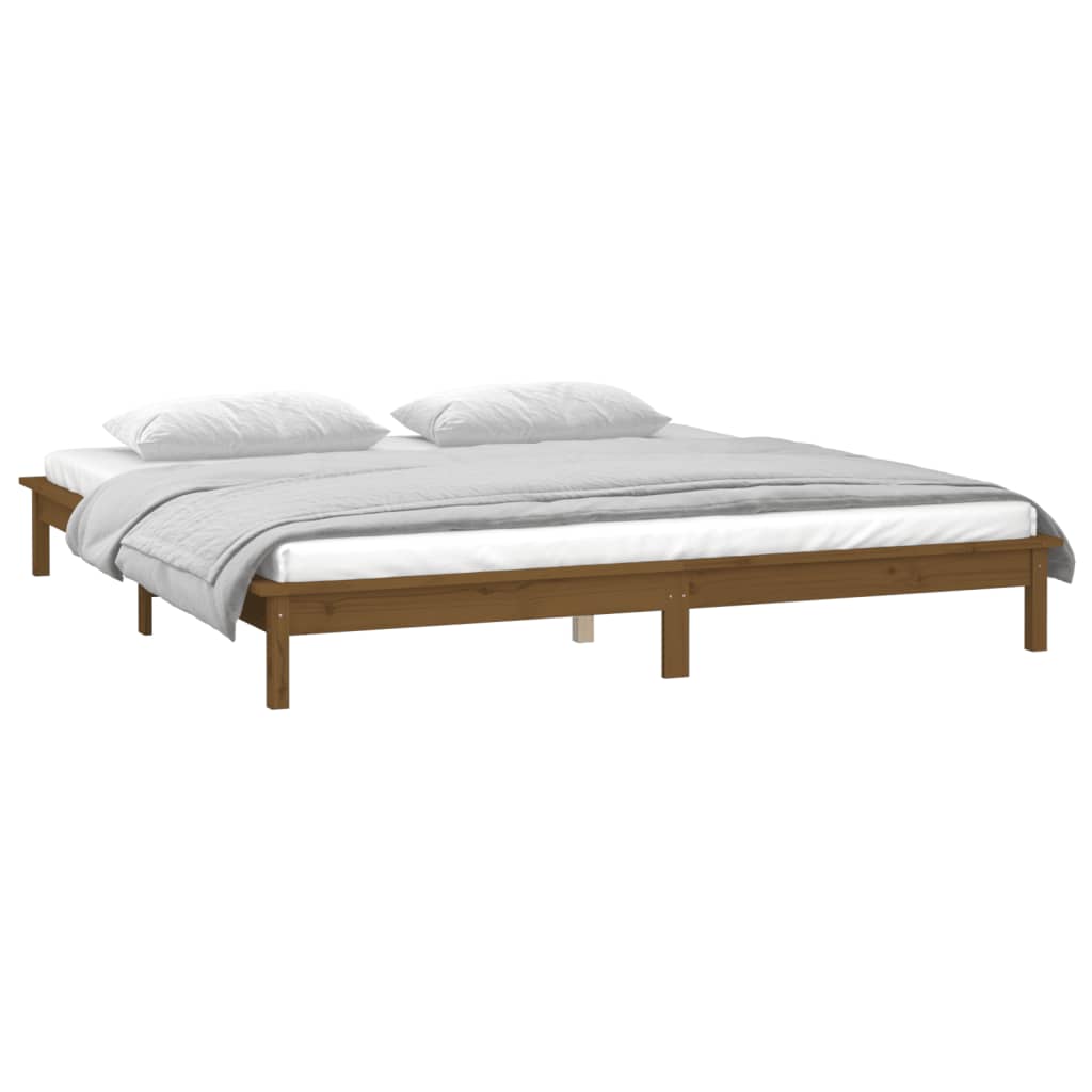 vidaXL Rám postele s LED světlem medově hnědý 140x200 cm masivní dřevo