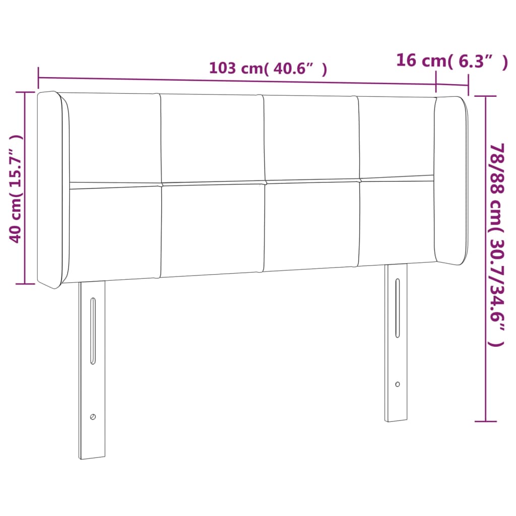 vidaXL Čelo postele s LED tmavě hnědé 103 x 16 x 78/88 cm textil