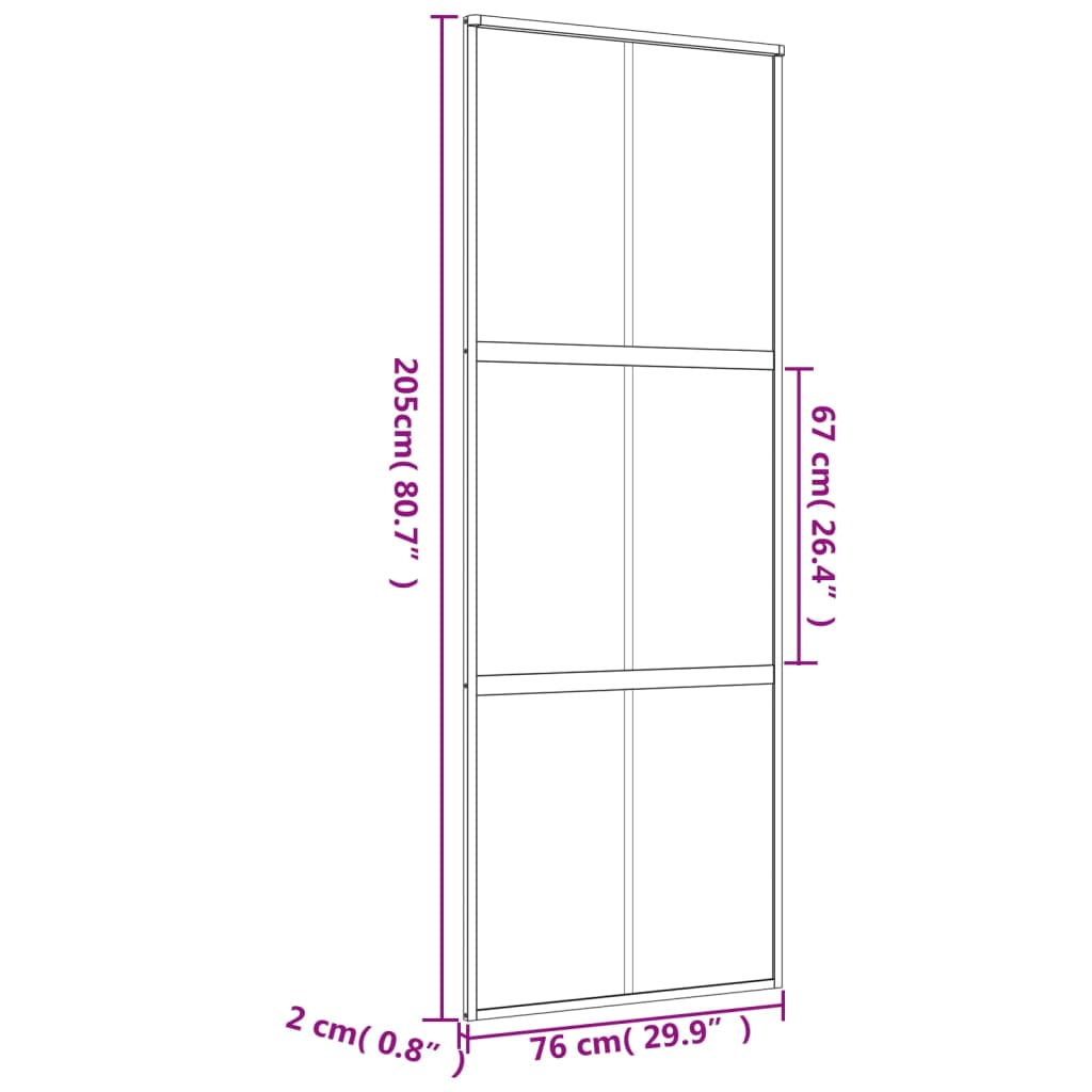 vidaXL Posuvné dveře zlaté 76 x 205 cm čiré ESG sklo a hliník