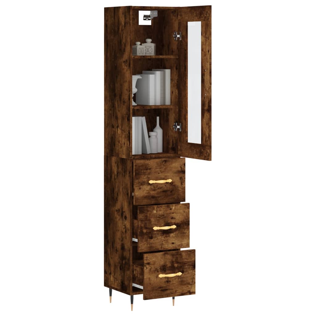 vidaXL Skříň highboard kouřový dub 34,5 x 34 x 180 cm kompozitní dřevo