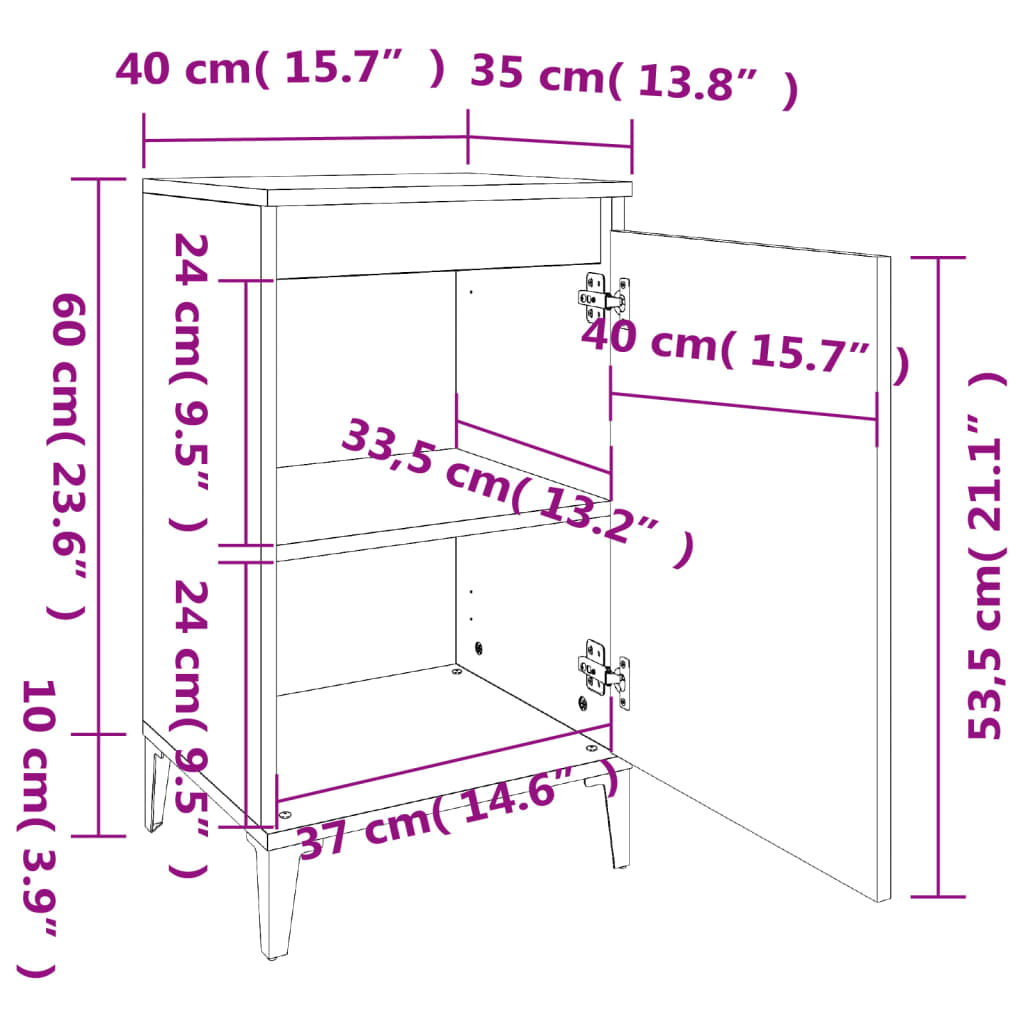 vidaXL Noční stolky 2 ks betonově šedé 40x35x70 cm kompozitní dřevo