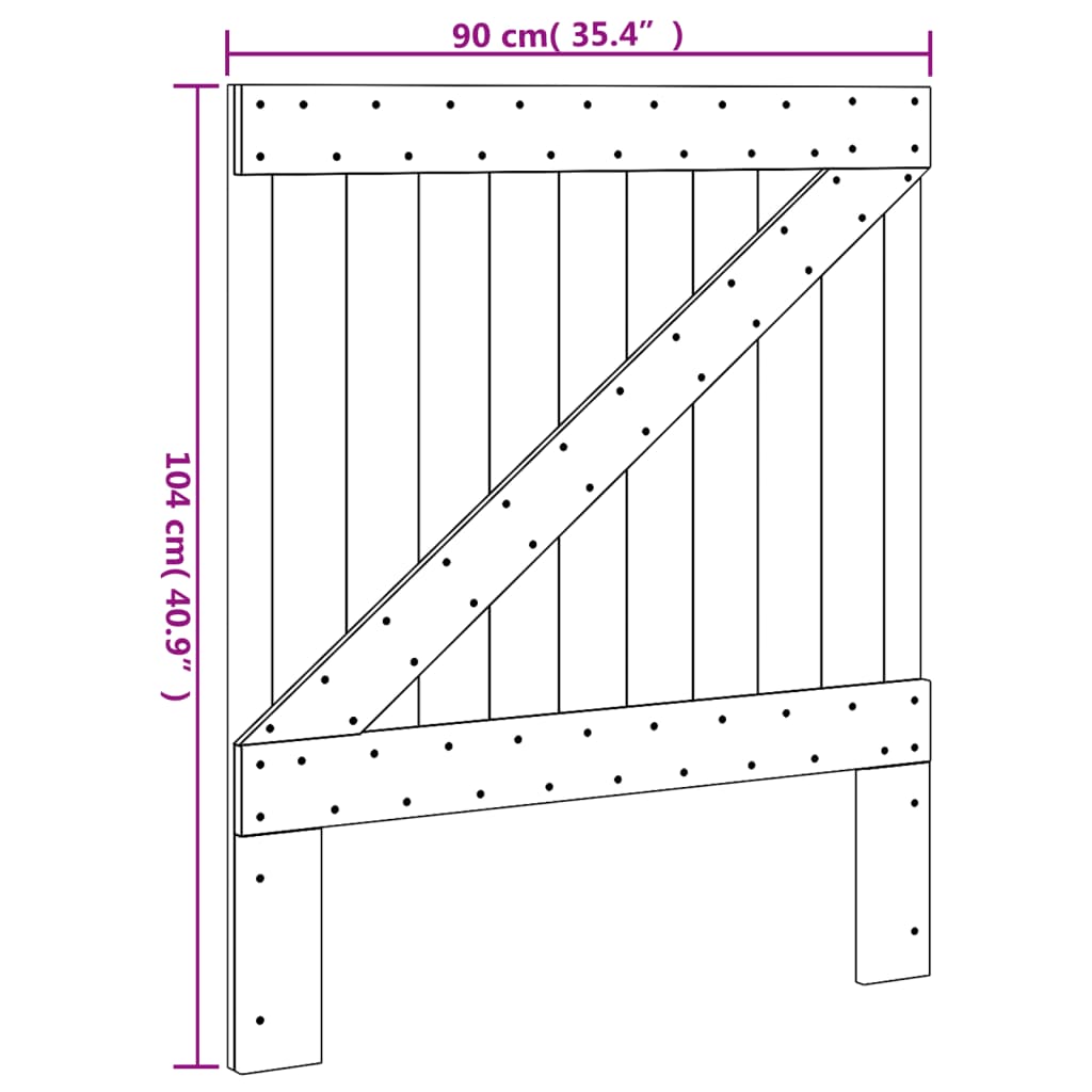 vidaXL Čelo postele 90 x 104 cm masivní borové dřevo