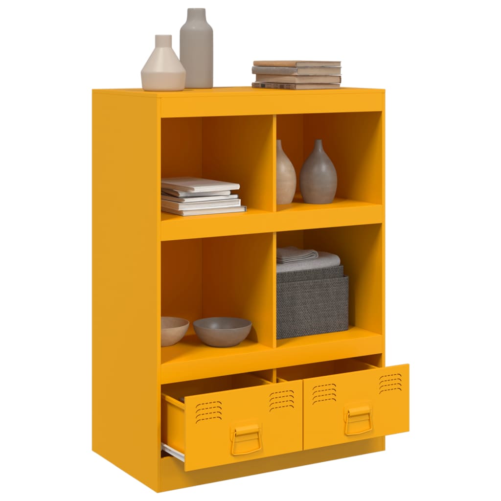 vidaXL Highboard hořčicově žlutý 67 x 39 x 95 cm ocel