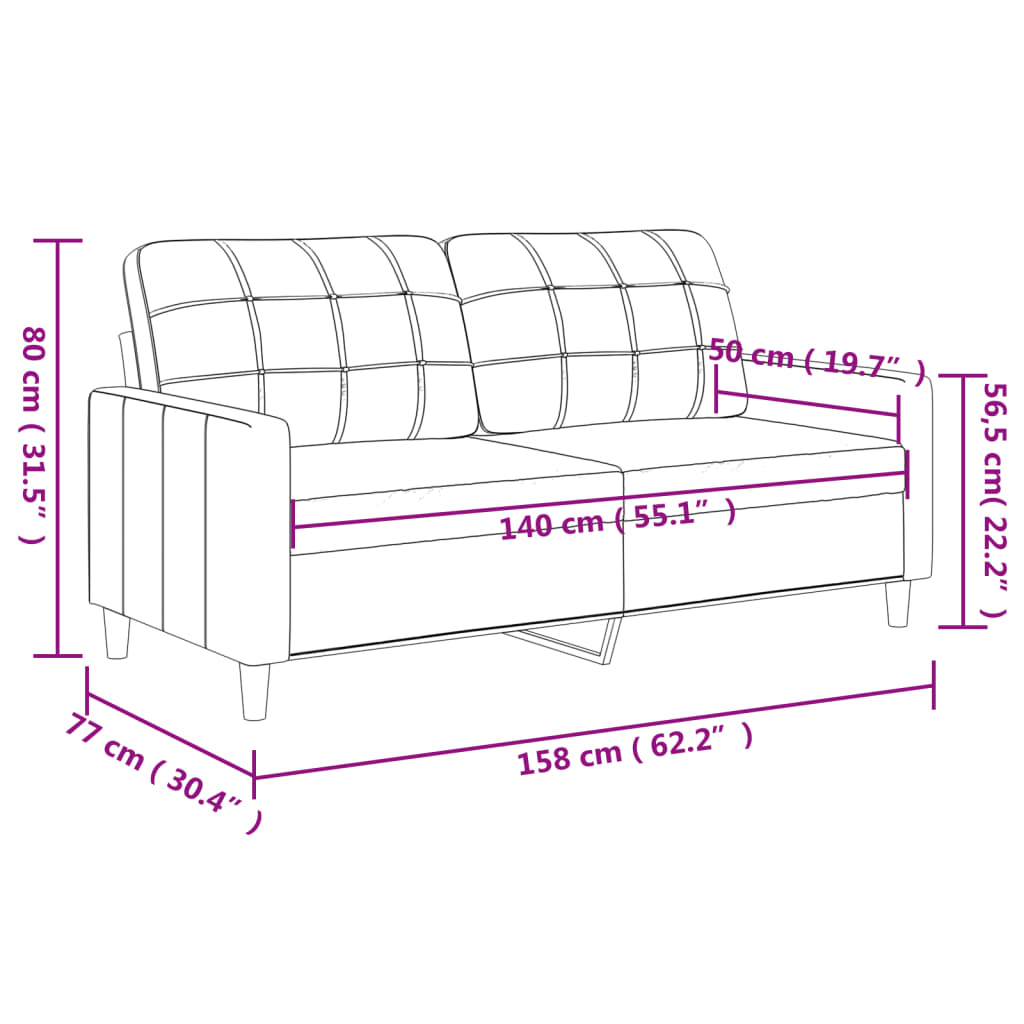 vidaXL 2místná pohovka světle žlutá 140 cm textil