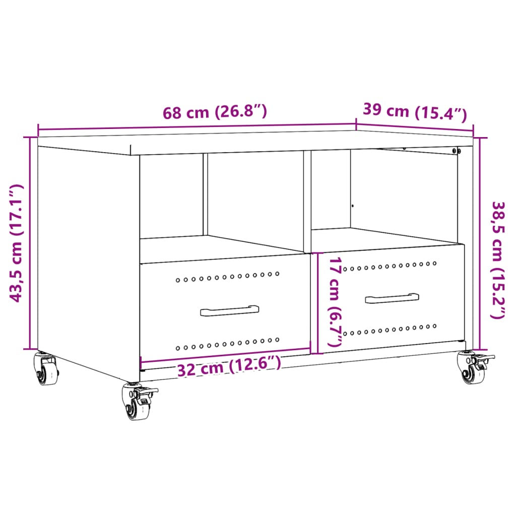 vidaXL TV skříňka antracitová 68 x 39 x 43,5 cm ocel