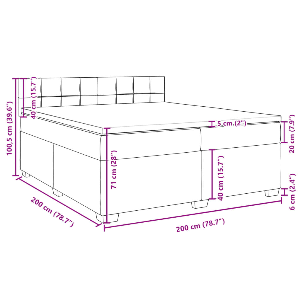 vidaXL Box spring postel s matrací světle šedá 200x200 cm samet