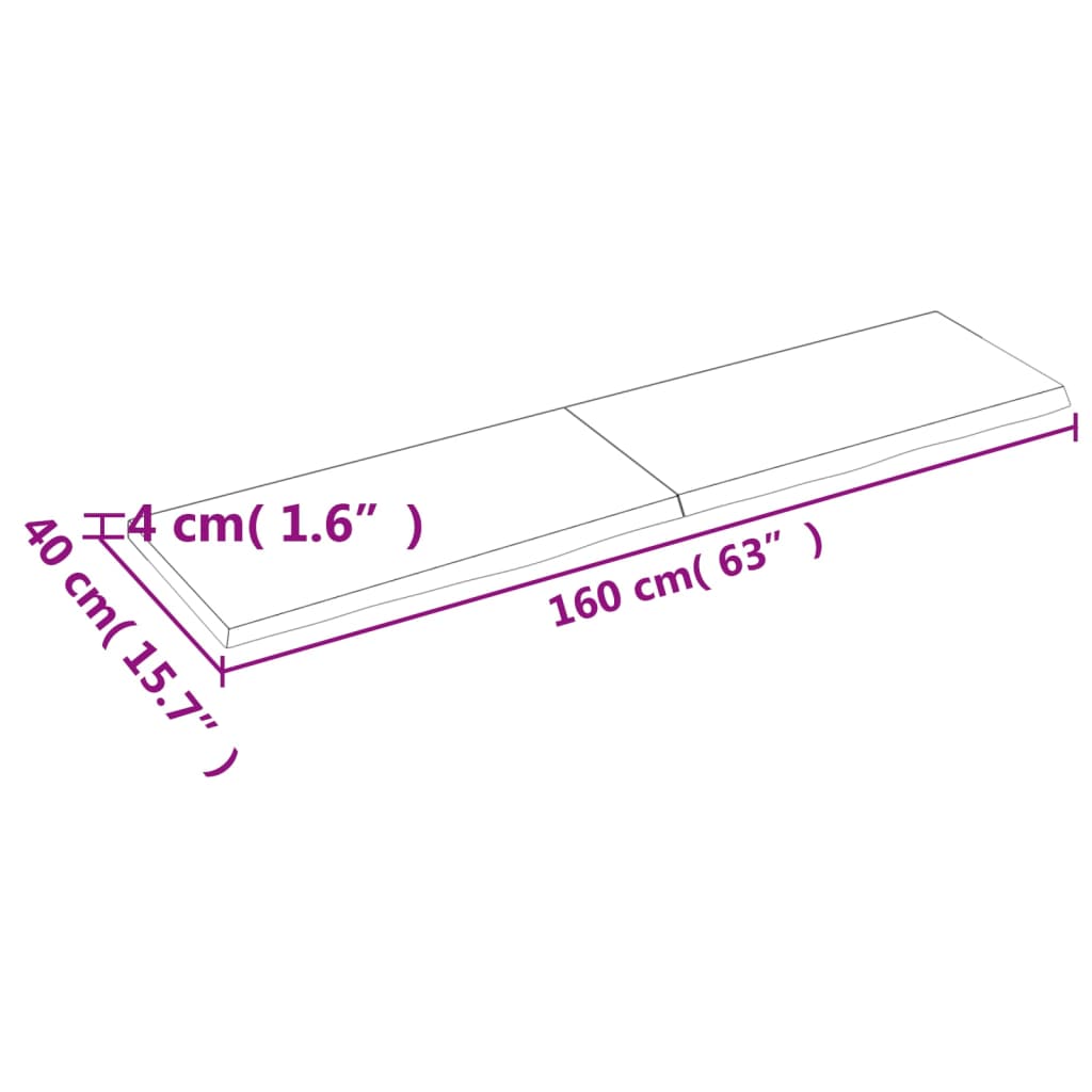 vidaXL Stolní deska tmavě hnědá 160x40x(2-4)cm ošetřený masivní dub