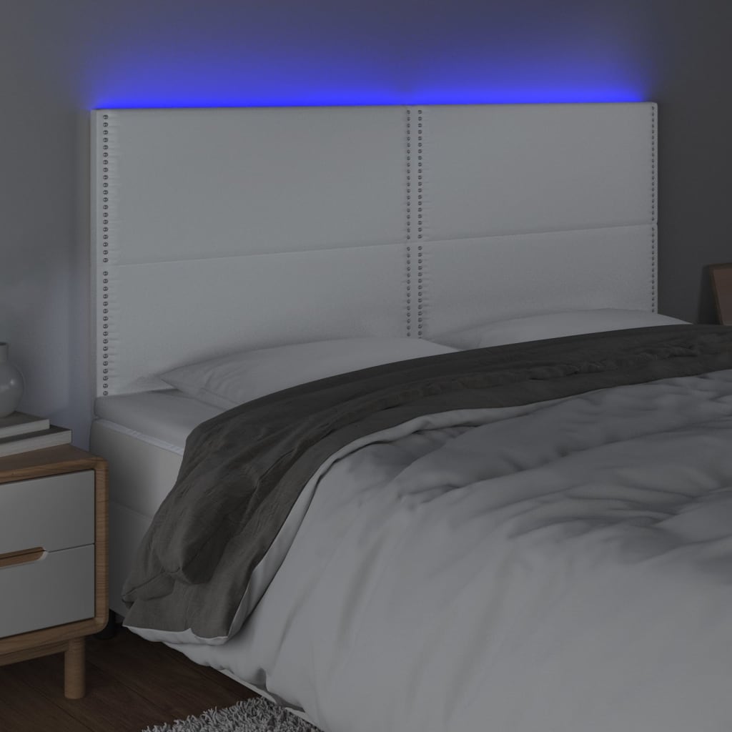 vidaXL Čelo postele s LED bílé 180x5x118/128 cm umělá kůže