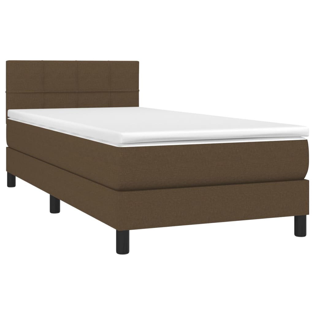 vidaXL Box spring postel s matrací a LED tmavě hnědá 100x200 cm textil