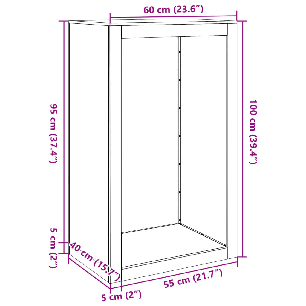 vidaXL Stojan na palivové dřevo 60 x 40 x 100 cm cortenová ocel