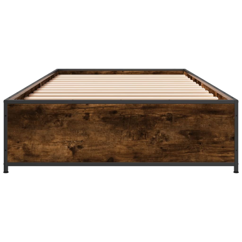 vidaXL Rám postele kouřový dub 90 x 190 cm kompozitní dřevo a kov