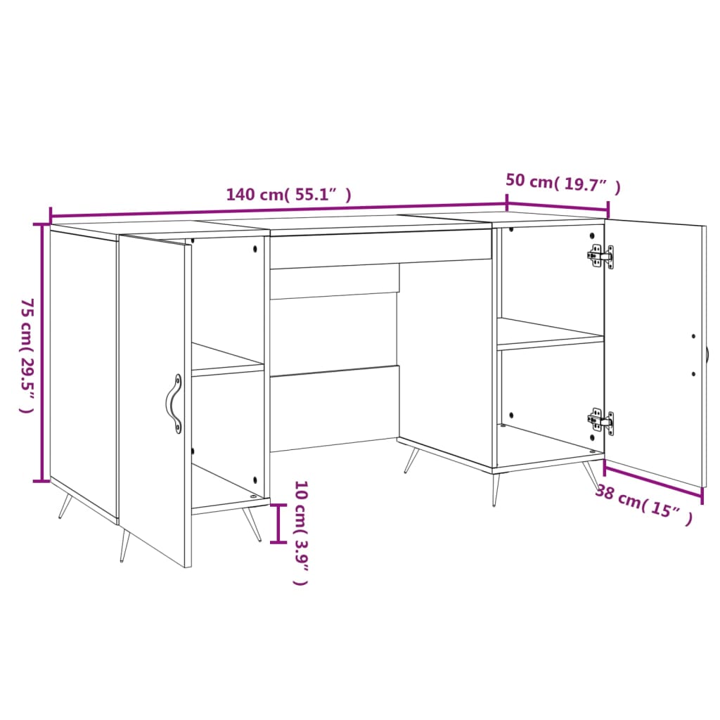 vidaXL Psací stůl hnědý dub 140 x 50 x 75 cm kompozitní dřevo