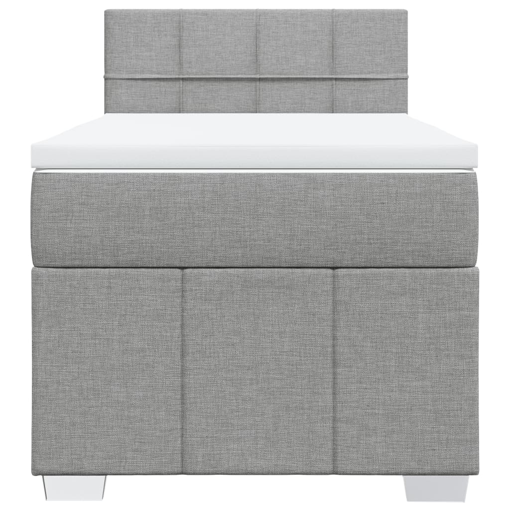 vidaXL Box spring postel s matrací světle šedá 90x200 cm textil