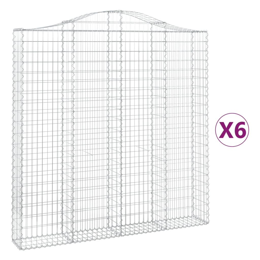 vidaXL Klenuté gabionové koše 6 ks 200x30x200/220cm pozinkované železo