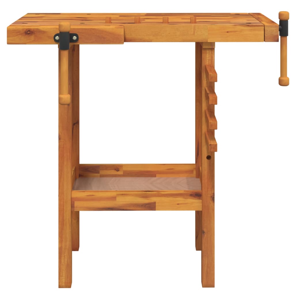 vidaXL Pracovní stůl se svěráky 92 x 48 x 83 cm masivní akáciové dřevo