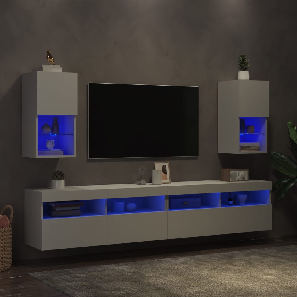 vidaXL TV skříňky s LED osvětlením 2 ks bílé 30,5 x 30 x 60 cm