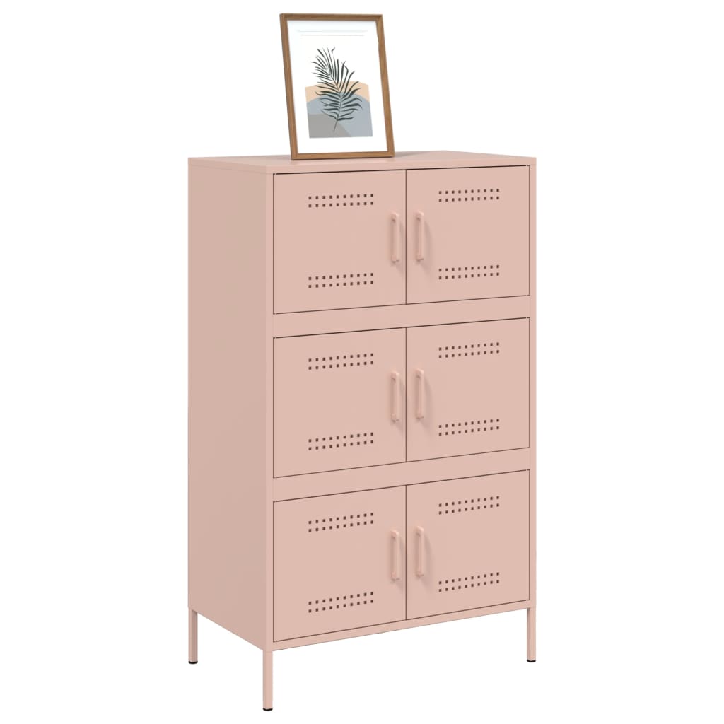 vidaXL Skříň highboard růžová 68 x 39 x 113 cm ocel