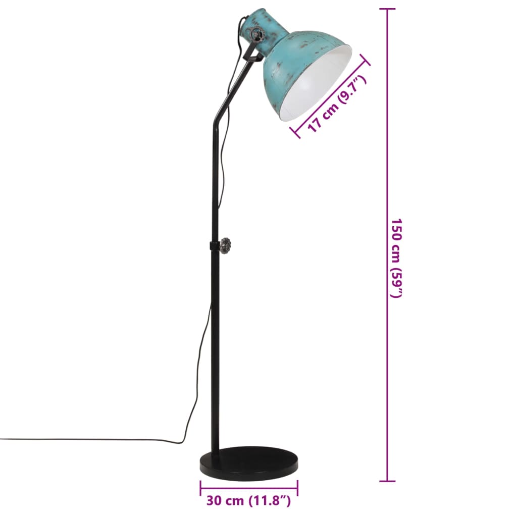 vidaXL Stojací lampa 25 W modrá patina 30 x 30 x 90–150 cm E27