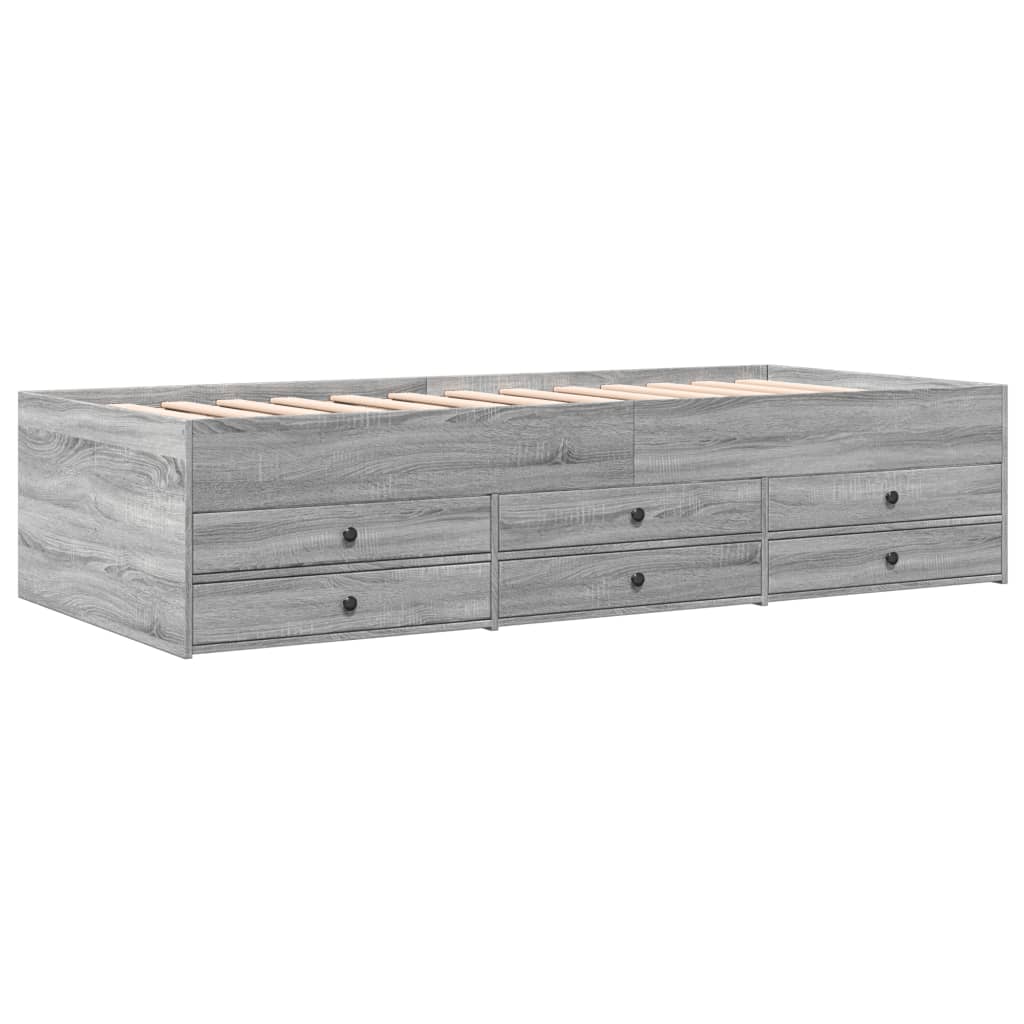vidaXL Válenda se zásuvkami šedá sonoma 90 x 200 cm kompozitní dřevo