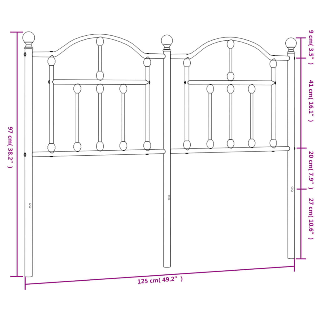 vidaXL Kovové čelo postele bílé 120 cm