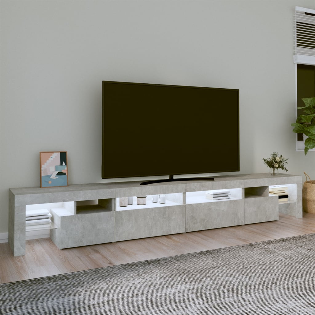 vidaXL TV skříňka s LED osvětlením betonově šedá 260x36,5x40 cm