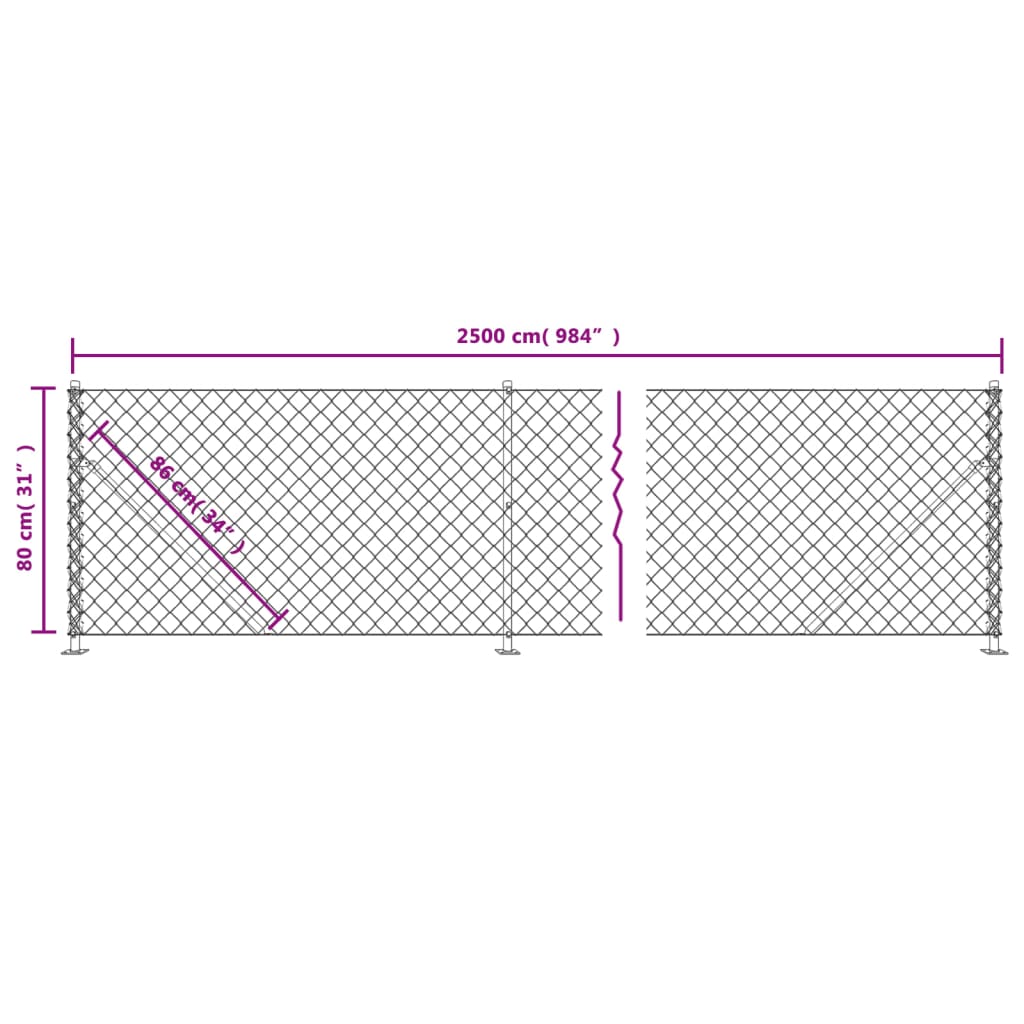 vidaXL Drátěné pletivo s přírubami zelené 0,8 x 25 m