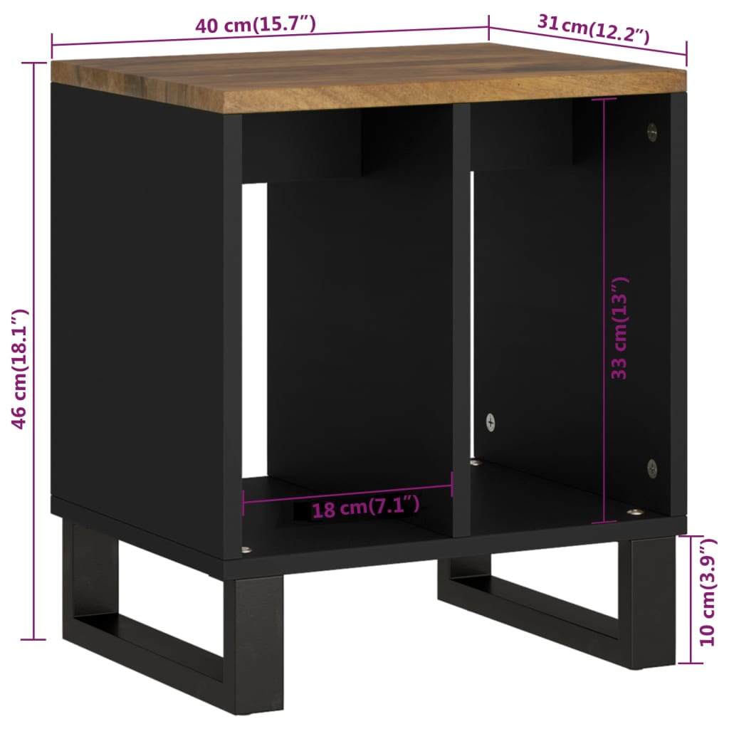 vidaXL Odkládací stolek 40 x 31 x 46 cm masivní mangovník a kompozit