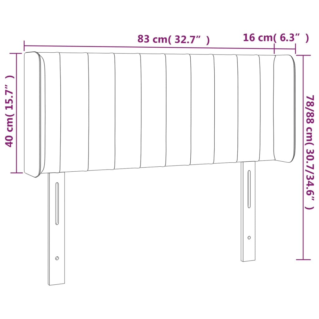 vidaXL Čelo postele s LED modré 83 x 16 x 78/88 cm textil