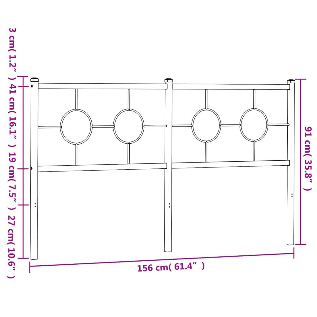 vidaXL Kovové čelo postele černé 150 cm