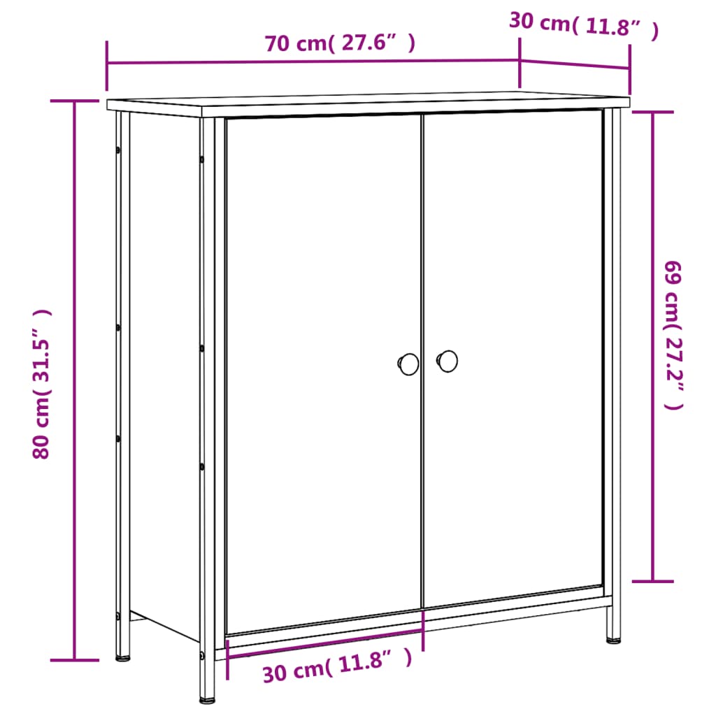 vidaXL Příborník kouřový dub 70 x 30 x 80 cm kompozitní dřevo