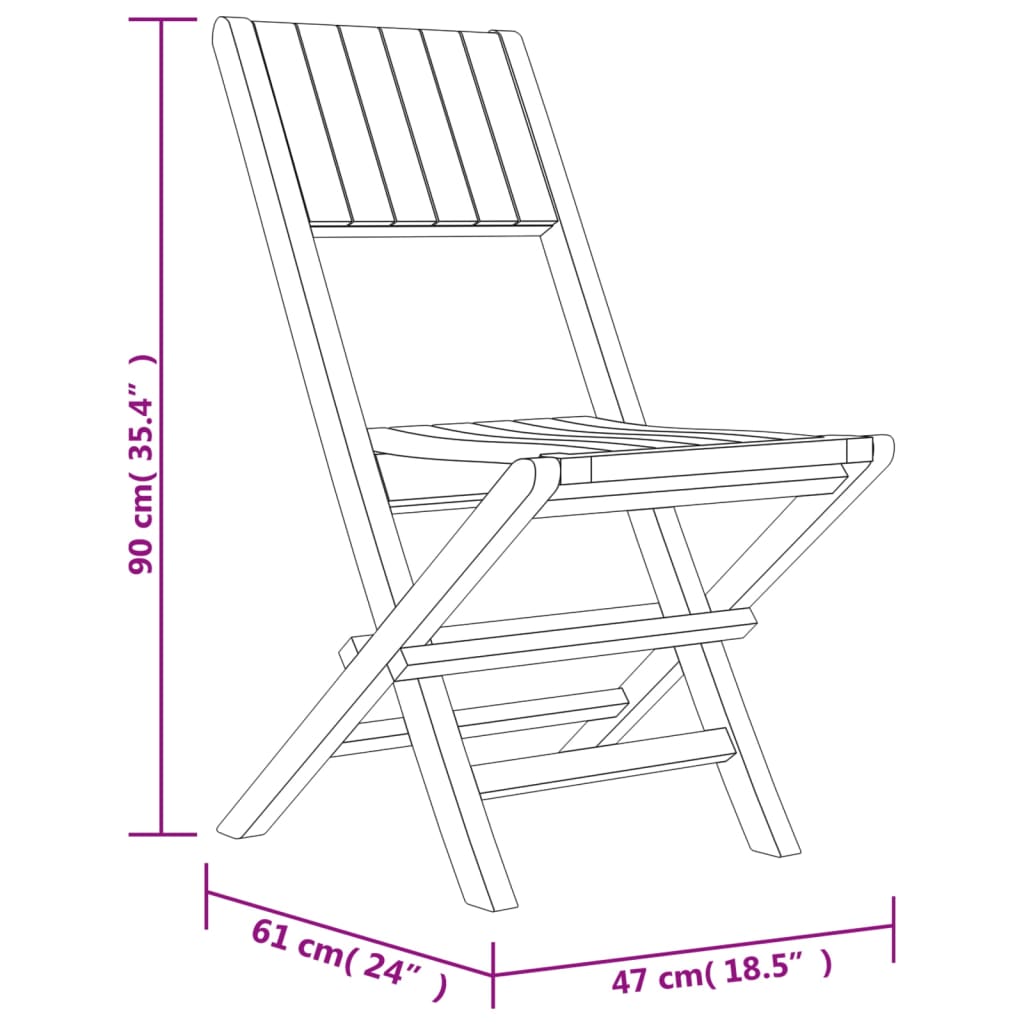 vidaXL Skládací zahradní židle 8 ks 47x61x90 cm masivní teakové dřevo