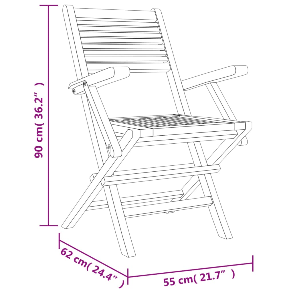 vidaXL Skládací zahradní židle 2 ks 55x62x90 cm masivní teakové dřevo