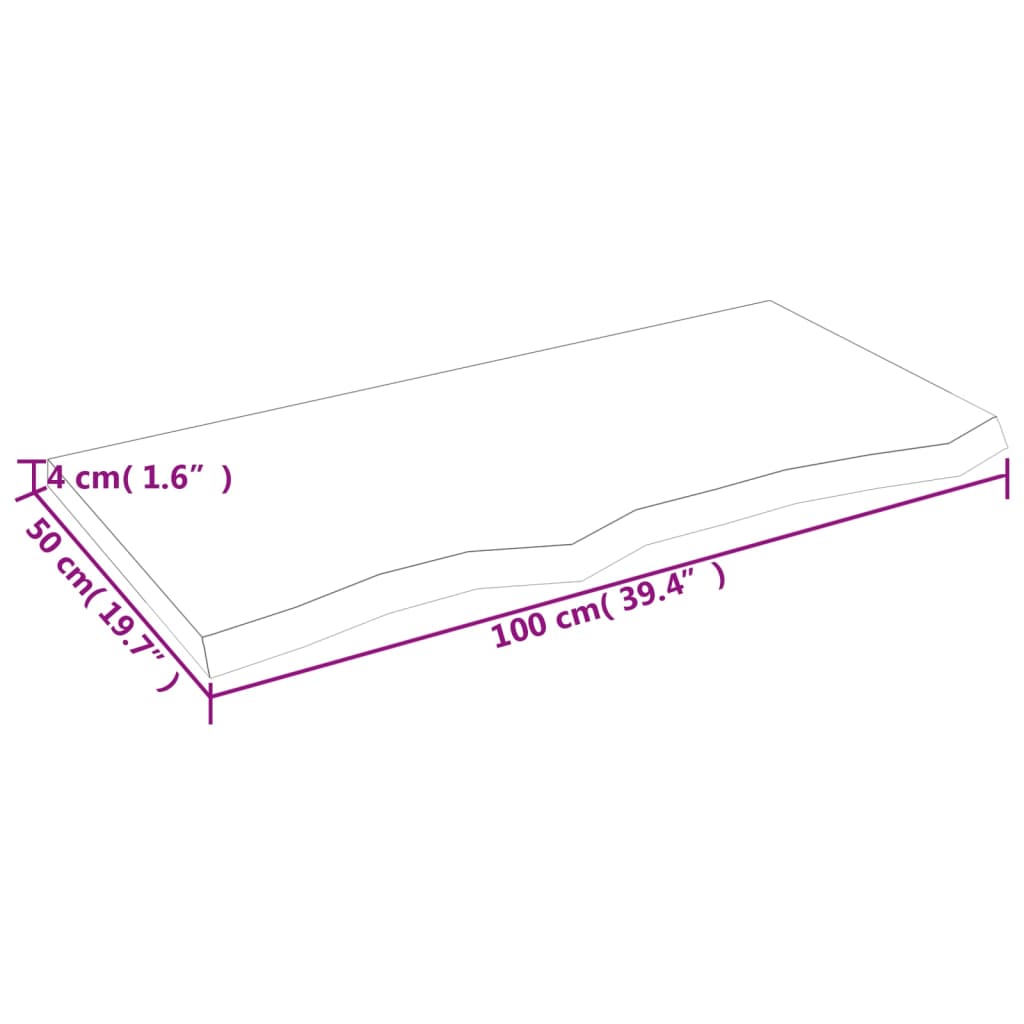 vidaXL Nástěnná police hnědá 100x50x(2-4)cm ošetřený masivní dub