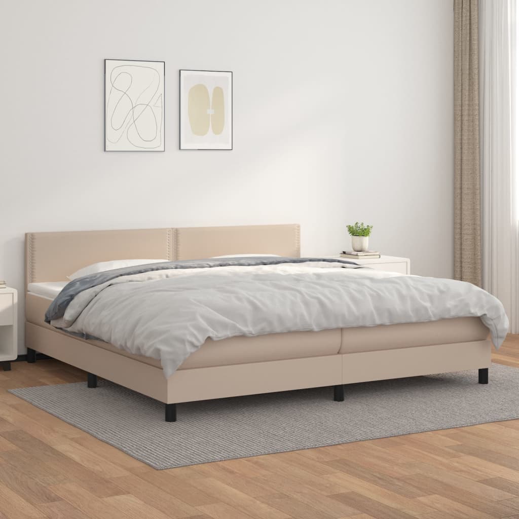 vidaXL Box spring postel s matrací cappuccino 200 x 200 cm umělá kůže