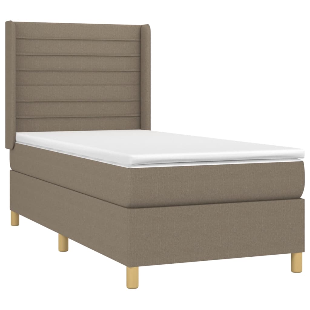 vidaXL Box spring postel s matrací a LED taupe 100x200 cm textil