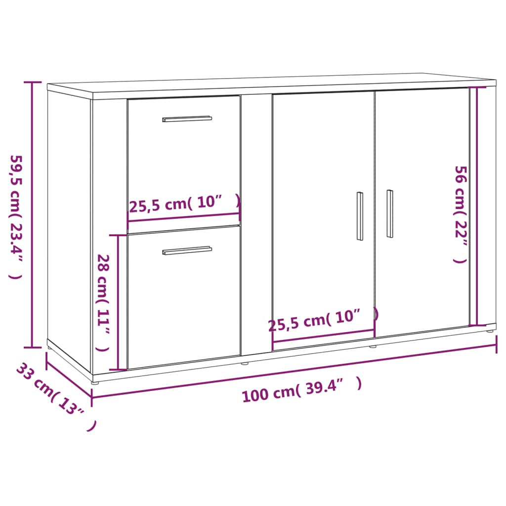 vidaXL Příborník dub sonoma 100 x 33 x 59,5 cm kompozitní dřevo