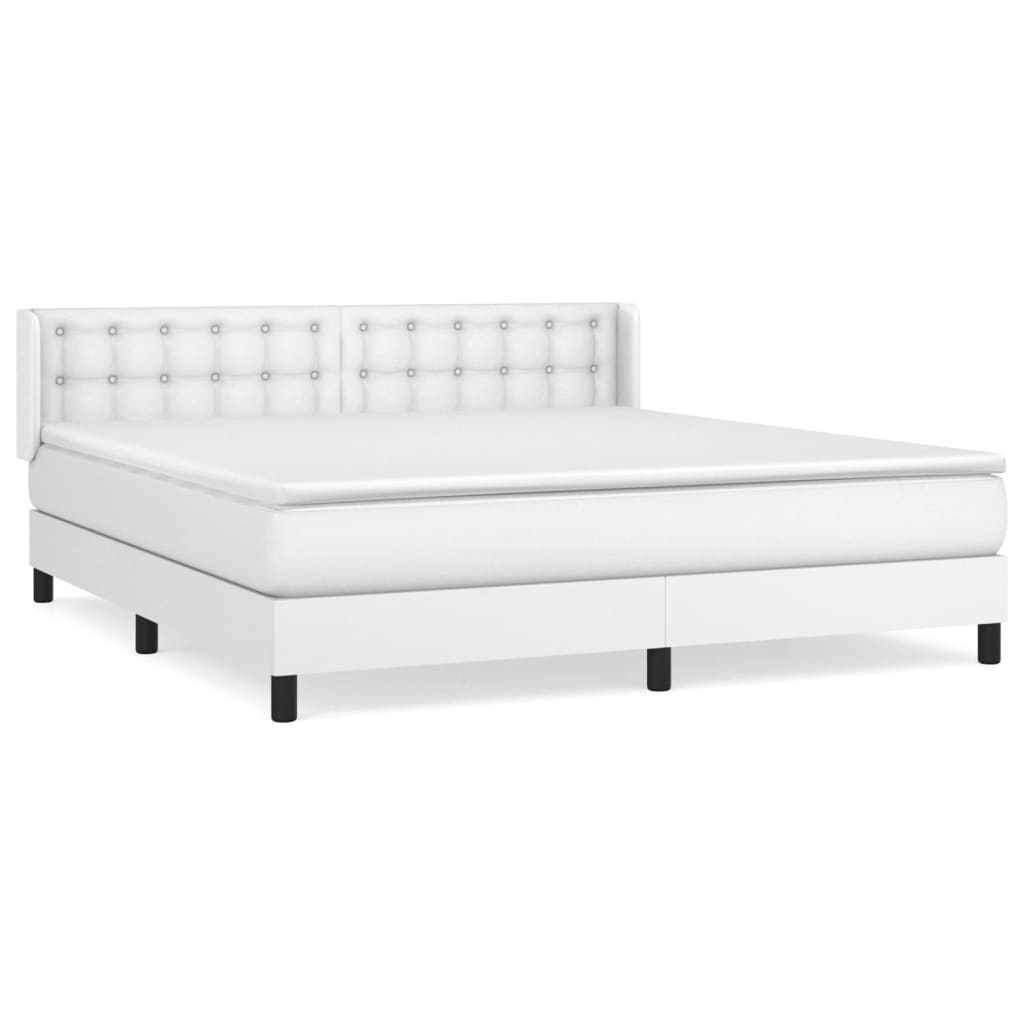 vidaXL Box spring postel s matrací bílá 160x200 cm umělá kůže