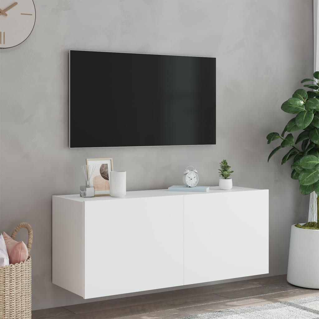 vidaXL Nástěnná TV skříňka s LED osvětlením bílá 100 x 35 x 41 cm