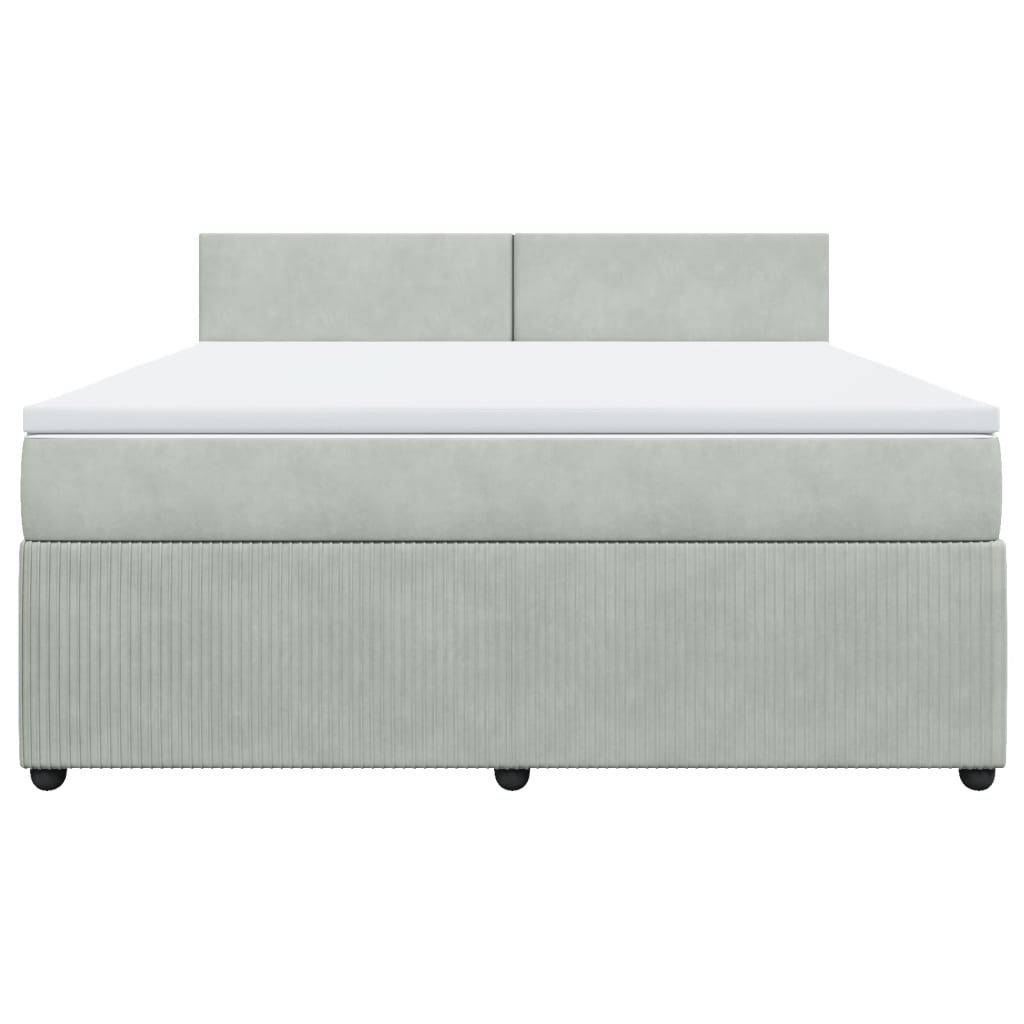 vidaXL Box spring postel s matrací světle šedá 180x200 cm samet